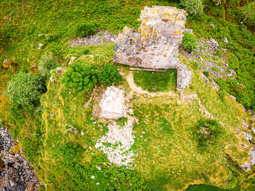 Aerial view of the Caisteal Maol in the village of Kyleakin on the Isle of Skye in the Inner Hebrides, Scotland photo