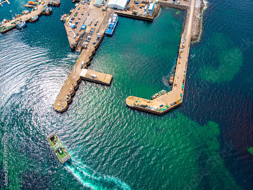Aerial view of Mallaig, a port in Lochaber, on the west coast of the Highlands of Scotland photo