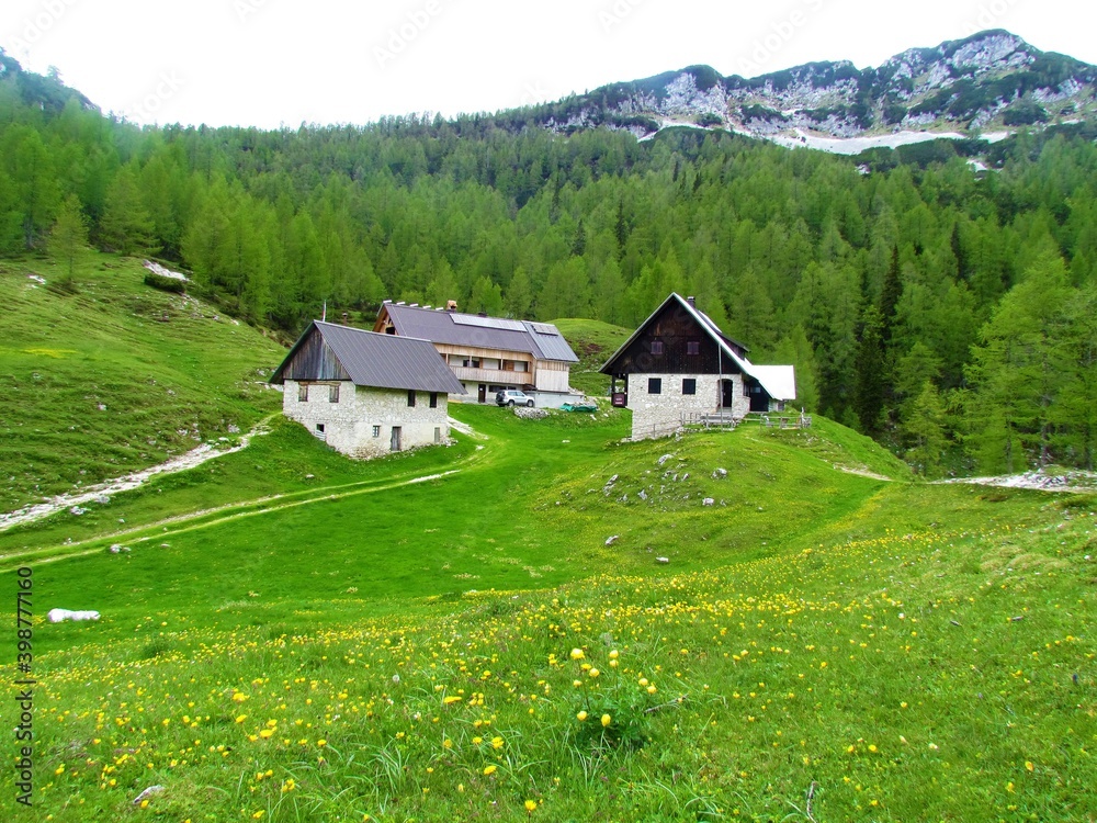 Shepards huts at Lipanca at Pokljuka in Gorenjska, Slovenia