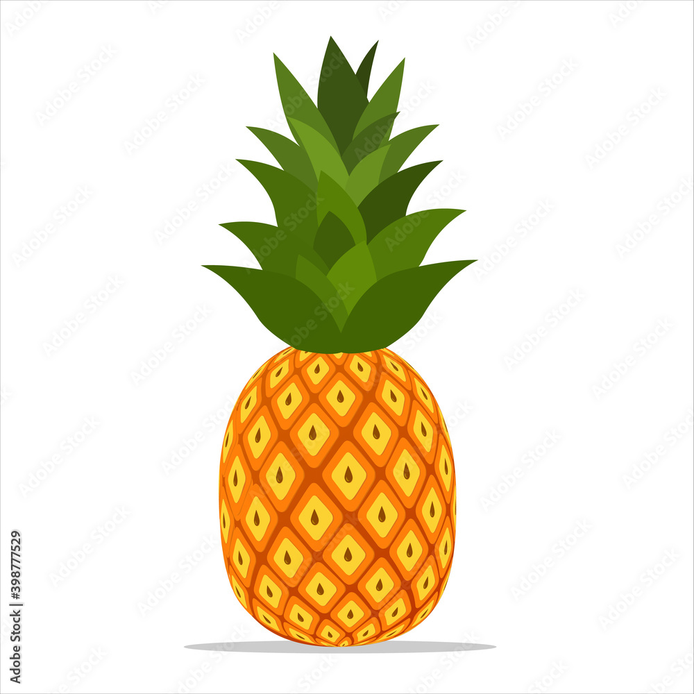 Cartoon pineapple isolated on white background. Tropical fruit. Vector illustration Cartoon pineapple isolated on white background. Tropical fruit. Vector illustration