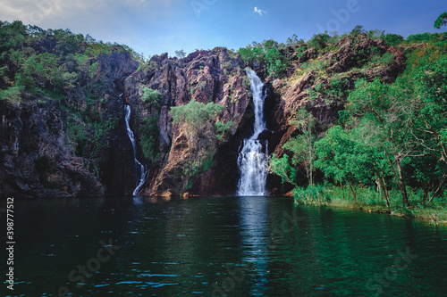 a waterfall in a forest