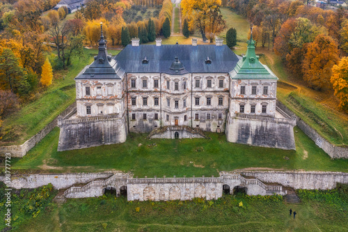 Aerial view to Pidhirtsi castle in Western Ukraine