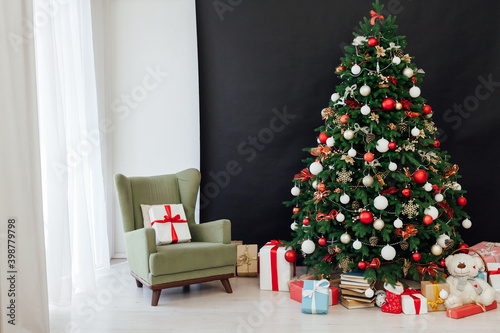 Christmas tree decor presents new year s background