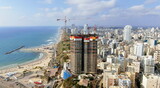 Netanya, Israel from a bird's eye view. Top-down view of the city