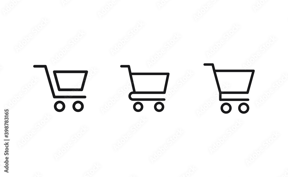 Shopping cart icon collection. Online commerce symbol. E-commerce vector sign. Shopping cart icon collection. Online commerce symbol. E-commerce vector sign.