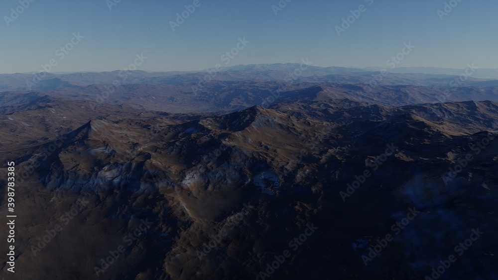 alien planet landscape, science fiction illustration, view from a beautiful planet, beautiful space background 3d render
