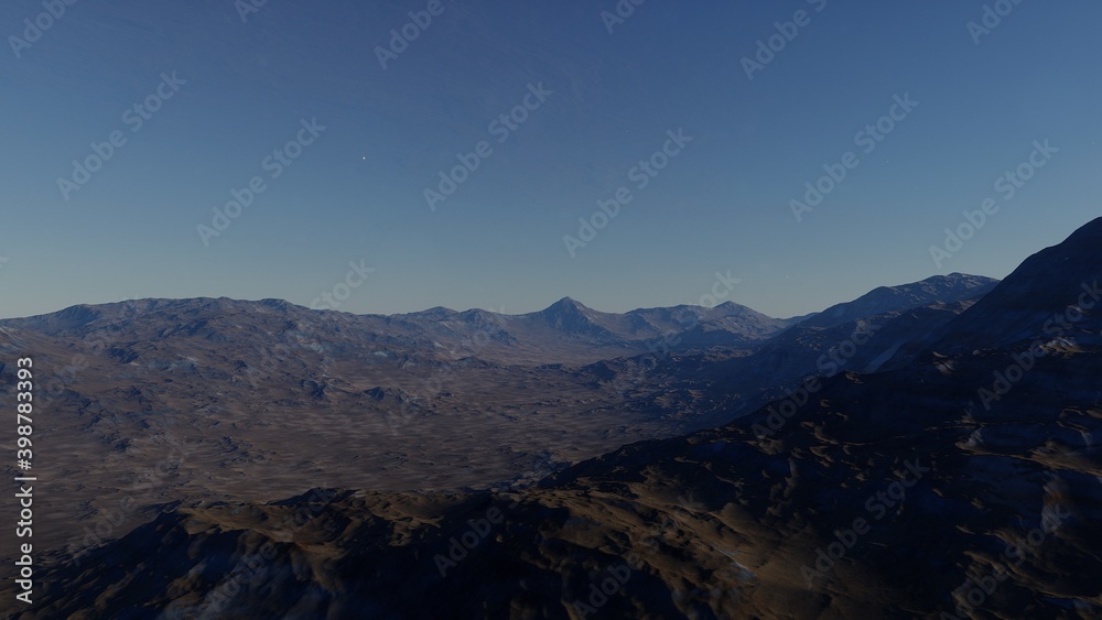 alien planet landscape, science fiction illustration, view from a beautiful planet, beautiful space background 3d render
