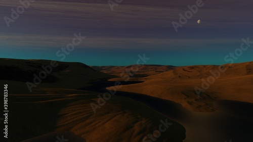 alien planet landscape  science fiction illustration  view from a beautiful planet  beautiful space background 3d render 