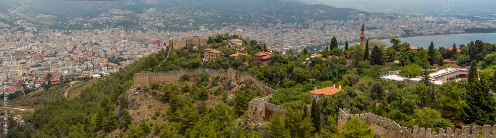 A view from the castle above the city of Alanya Turkey in the summertime