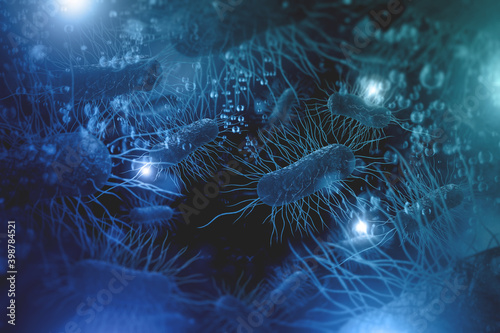 Fényképezés E.Coli Bacteria Cells 3D Illustration