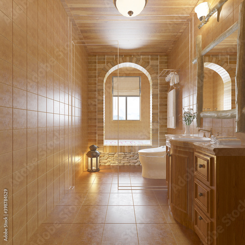 3d render. Modern bathroom interior.