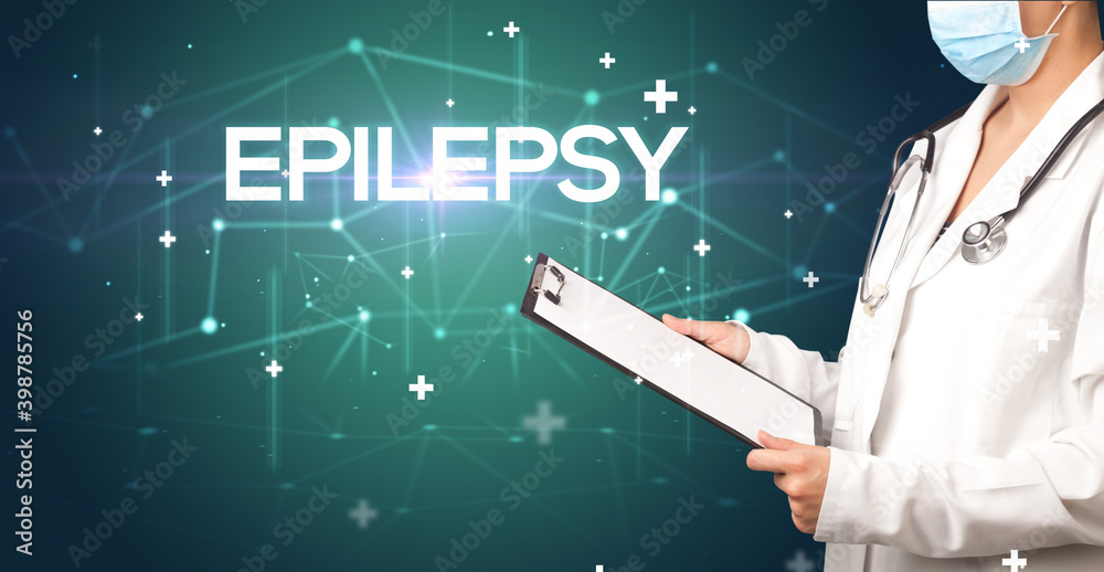Doctor fills out medical record with EPILEPSY inscription, medical concept Doctor fills out medical record with EPILEPSY inscription, medical concept