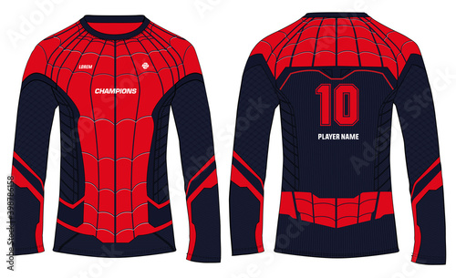 Sports 3D t-shirt jersey design template, mock up uniform kit with front and back view for Soccer, Cricket, Football, Volleyball, Rugby,  comic and e-sports uniform.
