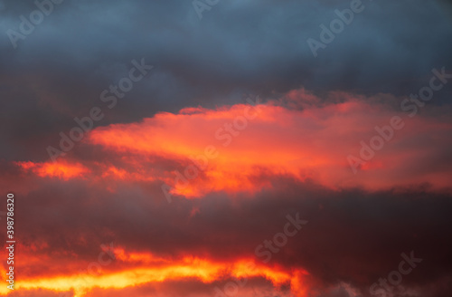 Stunning red orange sunset after December rainfall © eacmich