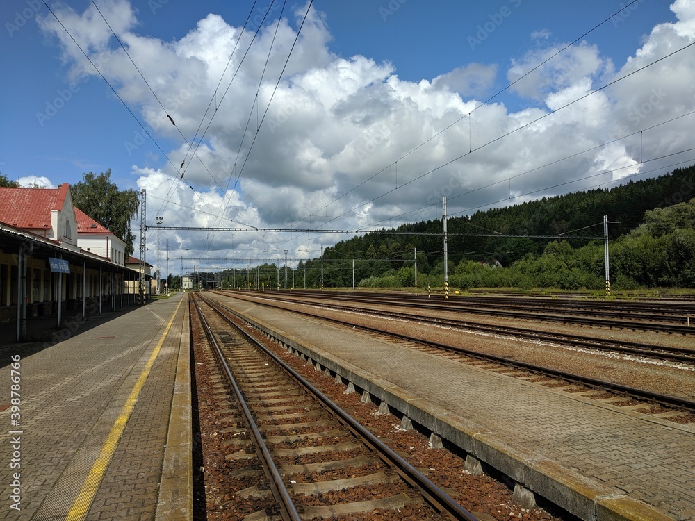 railway in the south bohemia during cloudy summer day