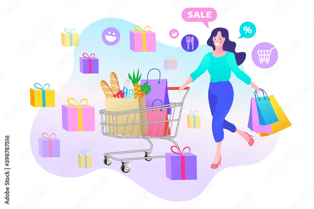 Fototapeta premium illustration of shopping bags