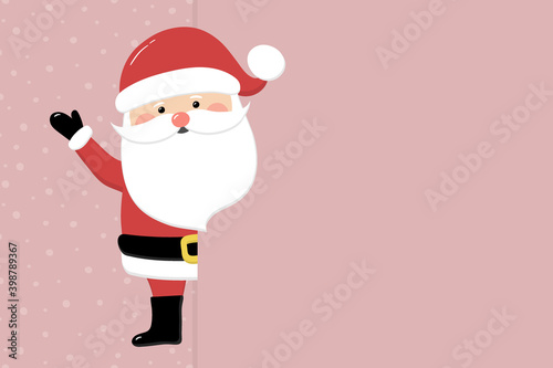 Santa Claus on empty background with snowflakes. Christmas decoration. Vector