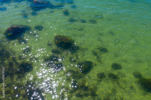 aerial photo of seabed near shore