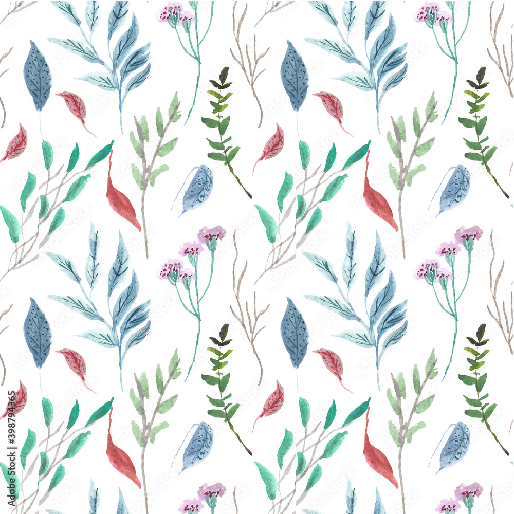 Seamless watercolor pattern leaf Seamless watercolor pattern leaf