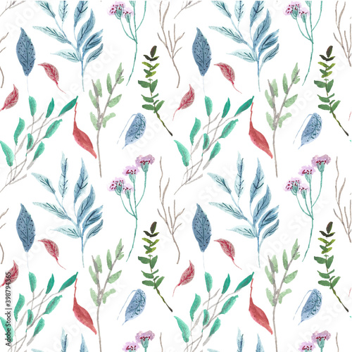 Seamless watercolor pattern leaf