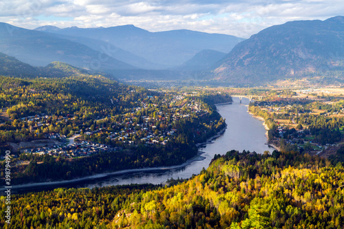 View of Castlegar British Columbia and Columbia River