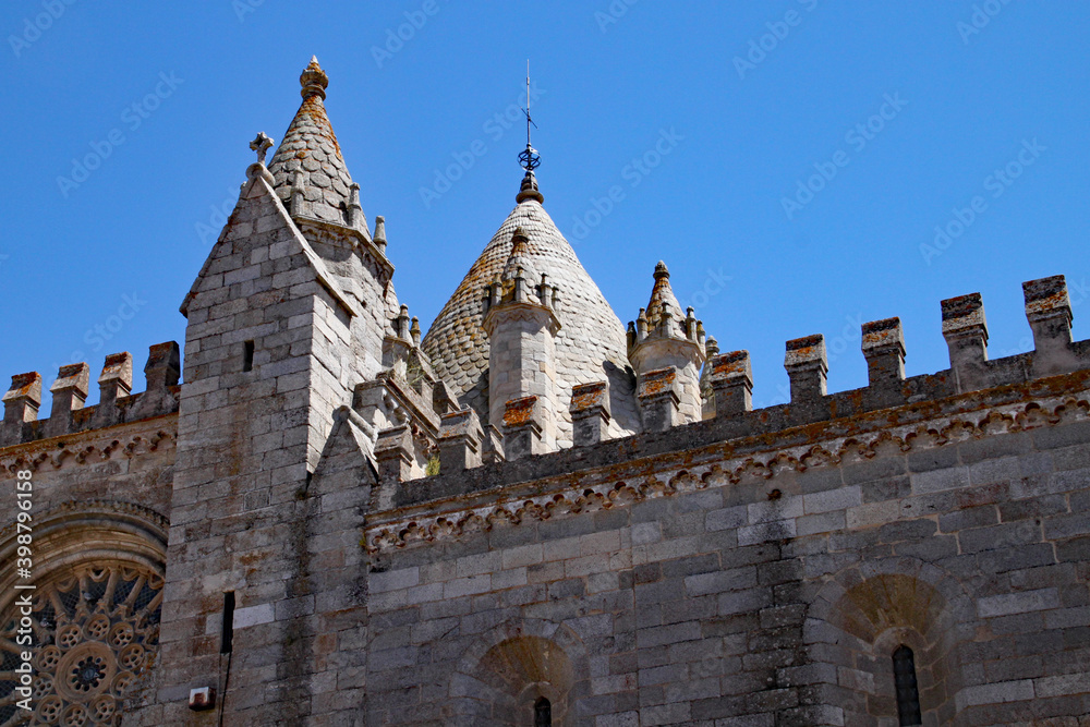 Evora Cathedral in Portugal. A fortified church with Gothic features, the Cathedral is the largest in the country