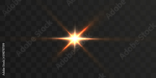 
Bright light effect flickering with flashes and rays. Vector illustration.