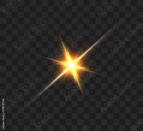 
Bright light effect flickering with flashes and rays. Vector illustration.