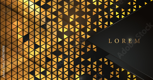Vector Abstract golden triangle pattern background. Shiny gold mosaic