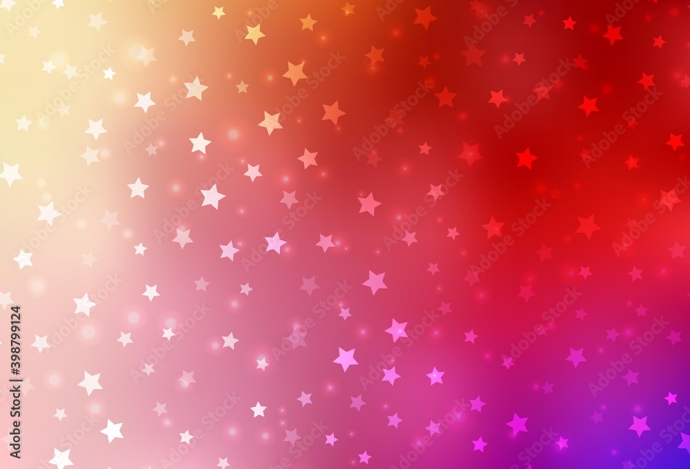 Light Red, Yellow vector background with xmas snowflakes, stars. Light Red, Yellow vector background with xmas snowflakes, stars.