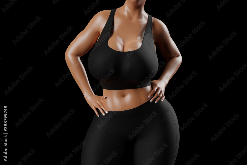 © PixlMakr - Young slim woman with big breasts in black sportswear © PixlMakr - Young slim woman with big breasts in black sportswear