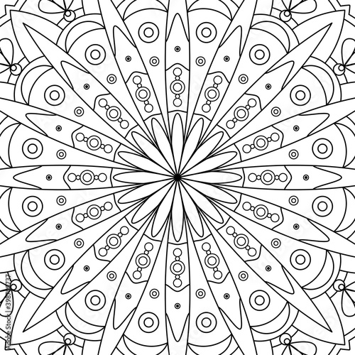 Floral symmetrical coloring antistress. Ethnic drawing, mandala.
