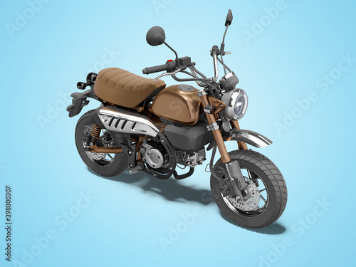 3d rendering teenage motorcycle isolated on blue background with shadow