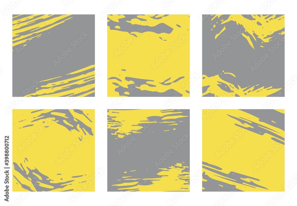 Abstract backgrounds highlight cover. For social media stories for bloggers and influencers. Yellow and grey colors. Doodle shapes in contemporary style. Vector illustration.