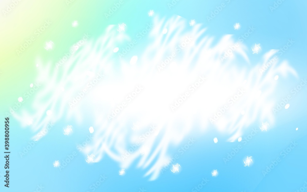 Light Blue, Green vector layout with bright snowflakes.