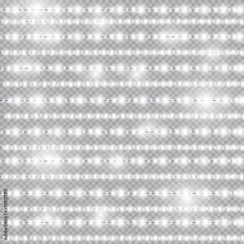 Set of vector realistic seamless light garlands isolated on transparent background