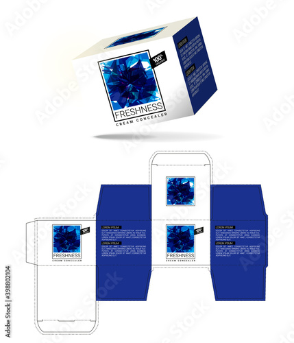 Box design, die-stamping. Vector template