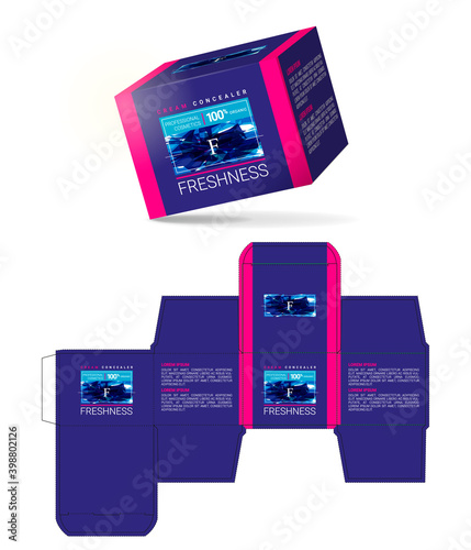 Box design, die-stamping. Vector template