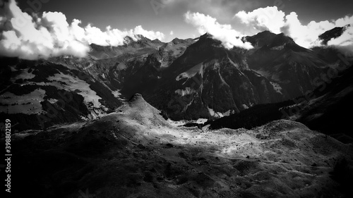 Wonderful spot for vacation in the Swiss Alps - aerial view - travel photography