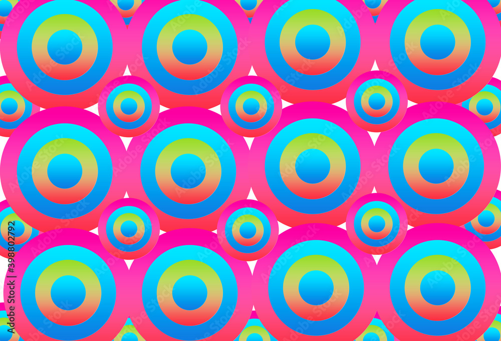 abstract fashion style pattern with neon circles background, 70s 80s style and colors