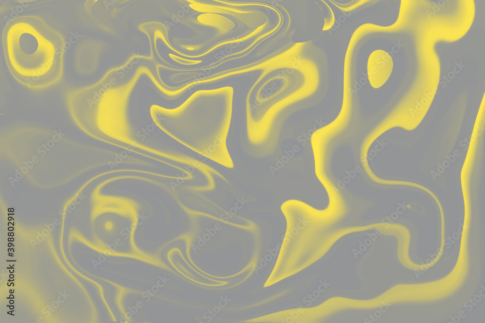 Abstract background of holographic in grey and illuminating yellow colors. Fluid art. Concept of colors of 2021 year. Abstract background of holographic in grey and illuminating yellow colors. Fluid art. Concept of colors of 2021 year.