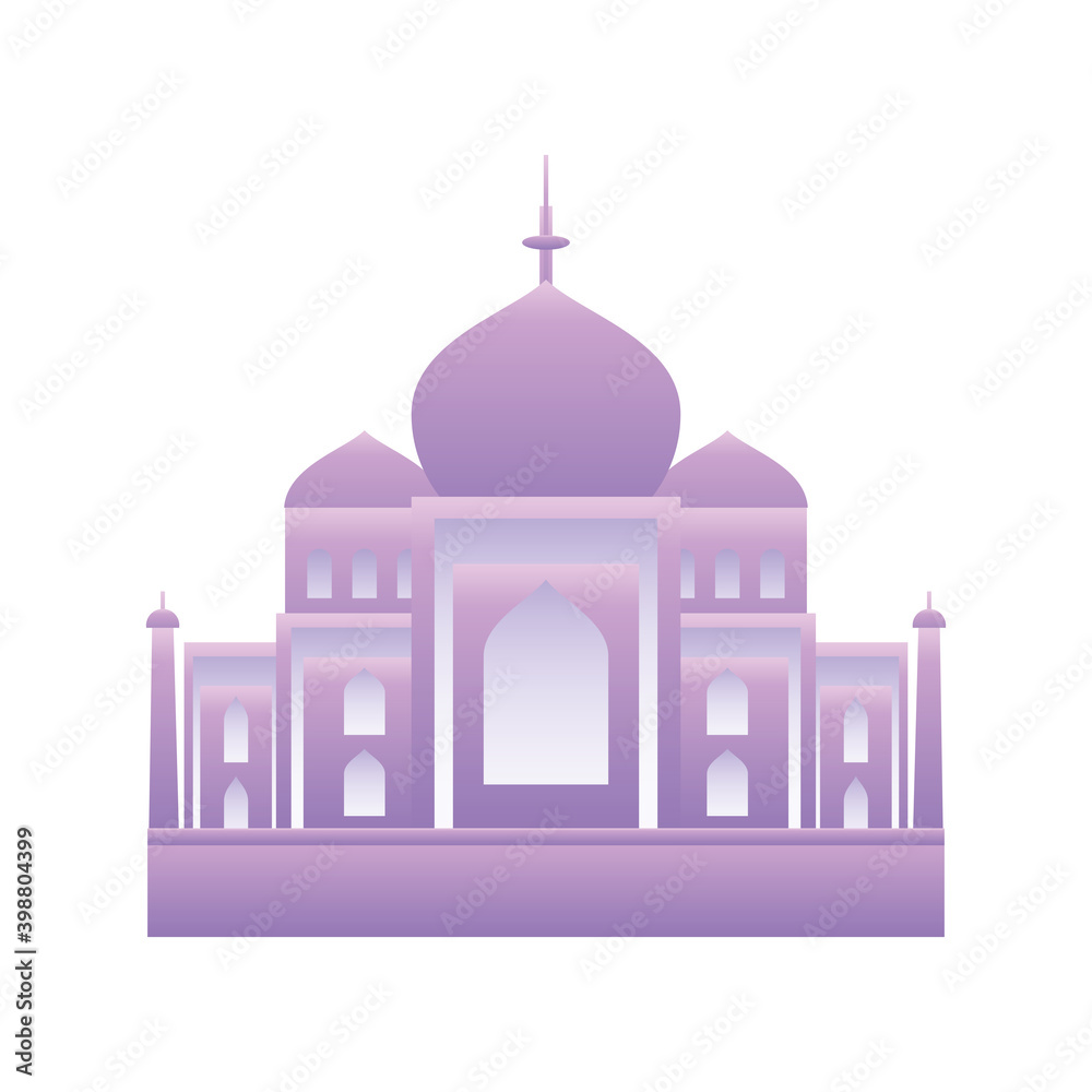 Taj mahal culture architecture and landmark travel icon image white background
