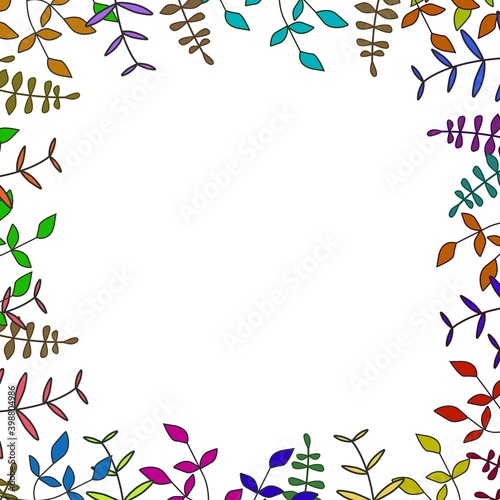 Colorful leaf frame pattern on isolated on white background vector design