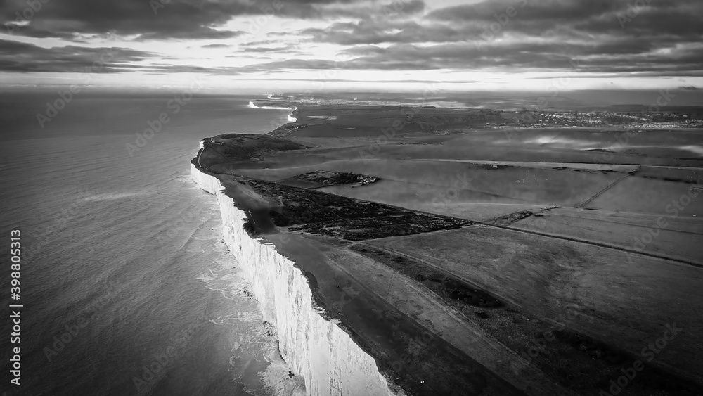 White cliffs at the English coast - aerial view - travel photography