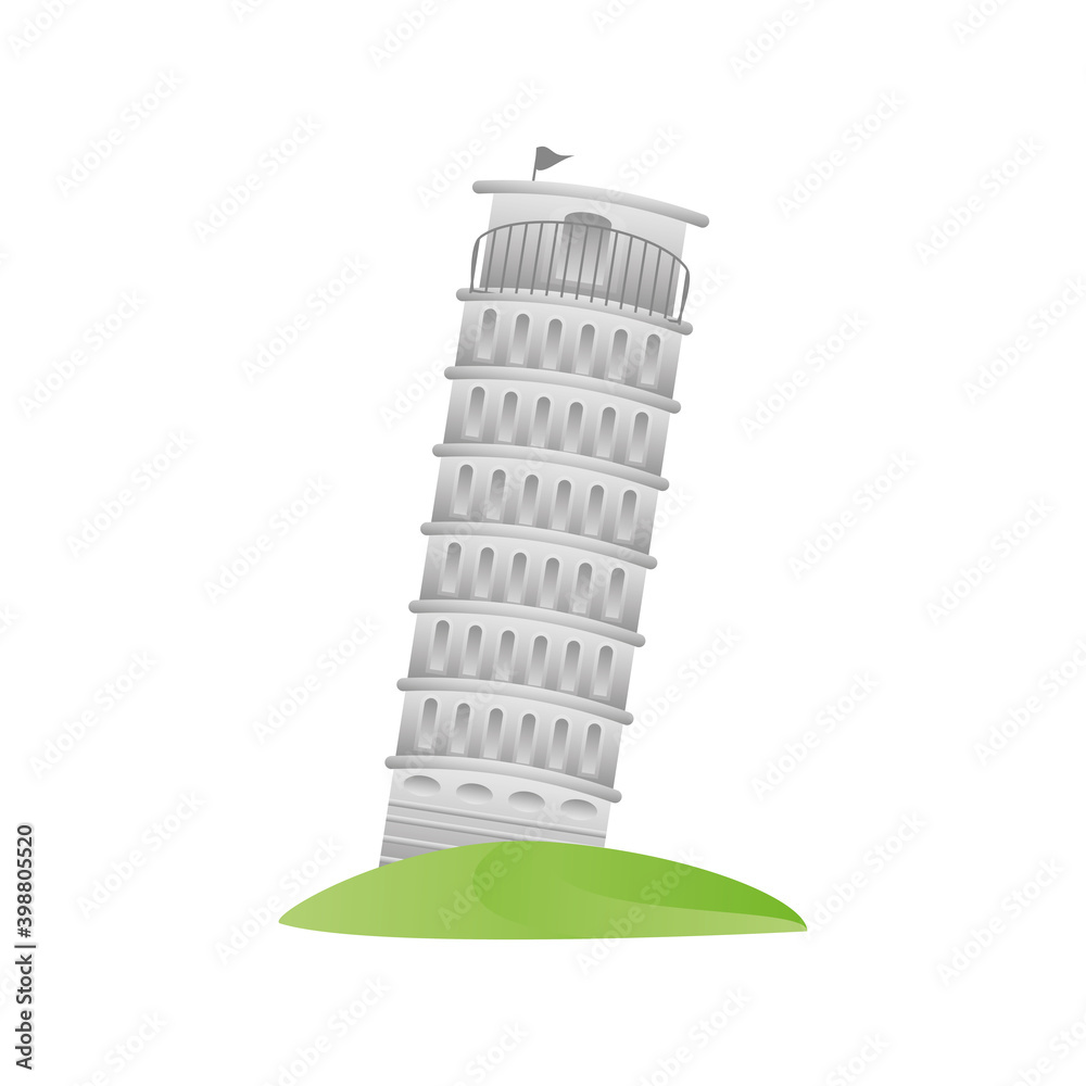 pisa tower italy landmark monument travel icon image white background