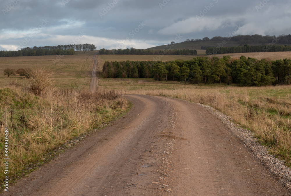 tracks leading to sidbury hill, salisbury plain in wiltshire, scenic, landscape view