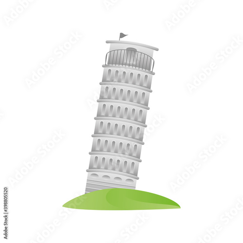pisa tower italy landmark monument travel icon image white background