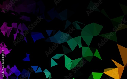 Dark Multicolor, Rainbow vector blurry triangle texture. Triangular geometric sample with gradient. Elegant pattern for a brand book.