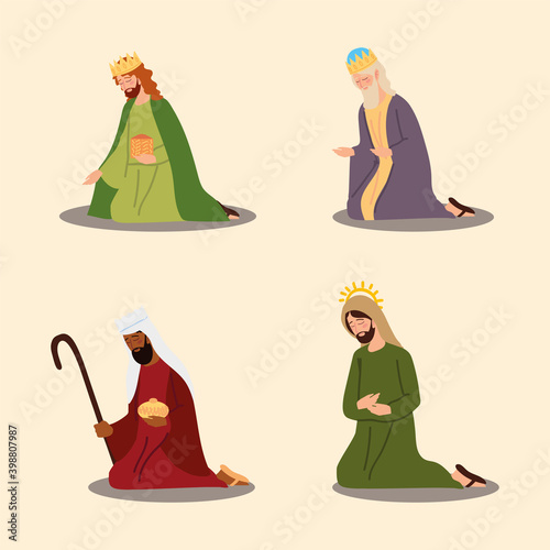 nativity manger three wise kings and jospeh icons