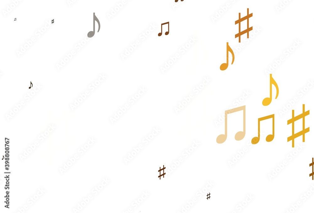 Light Yellow, Orange vector texture with musical notes. Light Yellow, Orange vector texture with musical notes.